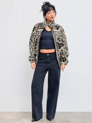 Printed Fleece Zip Front Jacket