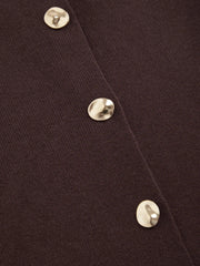 Knitted Boat Neck Solid Button Vest