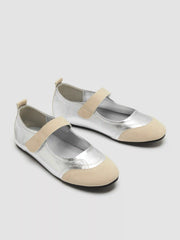 TWO-TONE FAUX SUEDE & FAUX LEATHER MARY JANE SNEAKERS