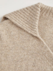 Knit Collar Oversized Long Sleeve Cardigan