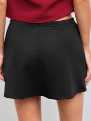 Mid Rise Split Solid Mini Skirt