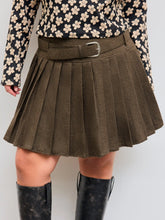 Mid Rise Houndstooth Pleated Skort With Belt Curve &Plus