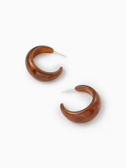C-SHAPED RESIN HOOP EARRINGS