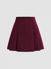 Corduroy Mid Rise Pleated Mini Skirt