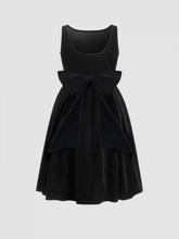 Velvet Boat Neck Bowknot Midi Dress Curve & Plus
