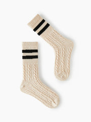 3 PAIRS STRIPED WOOL-BLEND CREW SOCKS