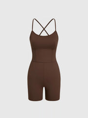 CIDERAIRY™ Fabric Scoop Neckline Mid Rise Solid Active Romper