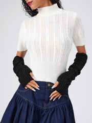 CABLE KNIT FINGERLESS GLOVES