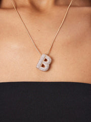 BUBBLE INITIAL LETTER RHINESTONE PENDANT NECKLACE