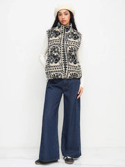 Fleece Floral Oversized Jacket Vest