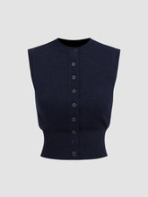 Knit Round Neck Button Up Tank Top