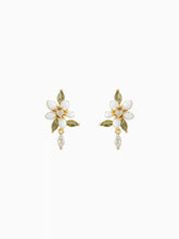 FLOWER & LEAF ZIRCON STUD EARRINGS