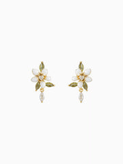 FLOWER & LEAF ZIRCON STUD EARRINGS