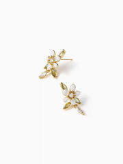 FLOWER & LEAF ZIRCON STUD EARRINGS