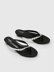 FAUX PEARL FLIP-FLOP SLIPPERS