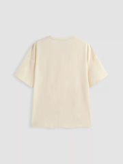 Cotton-blend Round Neckline Floral Oversized Tee