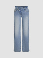 Stretch Cider Denim Low Rise Straight Leg Jeans