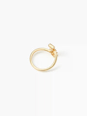 LETTER & ZIRCON OPEN RING