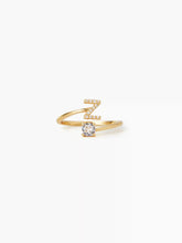 LETTER & ZIRCON OPEN RING