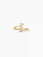 LETTER & ZIRCON OPEN RING