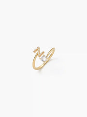 LETTER & ZIRCON OPEN RING