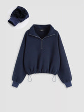 Fleece Zip Through Drawstring Sweatshirt