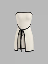 Knitted Knotted Contrasting Binding Bandeau Mini Dress