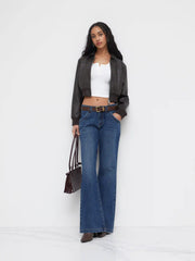Cider Denim Low Rise Washed Straight Leg Jeans