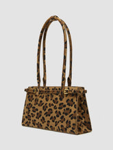 LEOPARD PRINT BELTED FAUX HORSE HAIR SHOULDER BAG