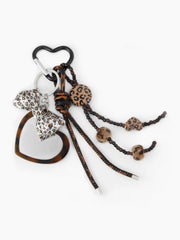 LEOPARD PRINT HEART & BOWKNOT KEYCHAIN
