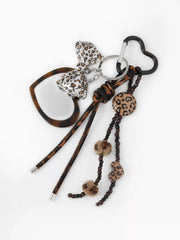 LEOPARD PRINT HEART & BOWKNOT KEYCHAIN