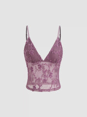 V-neck Floral Cami Crop Top