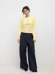 Knit Round Neckline Button Cardigan