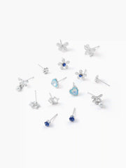 7PCS BOW & FLORAL & HEART & STAR STUD EARRINGS