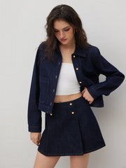 Denim Collar Button Jacket