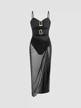 Shaping Sweetheart Cut Out O-ring One Piece Swimsuit With Sarong