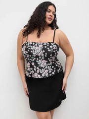 High Waist Zip Up Slit Mini Skirt Curve & Plus