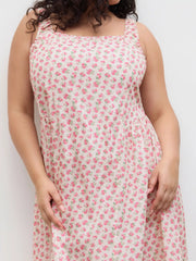 Square Neck Floral Ruffle Maxi Dress Curve & Plus