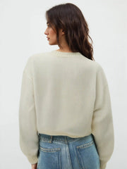 Knit V-neck Button Flower Cardigan