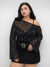 Mesh Star Crop Top & Solid Bodysuit Curve & Plus