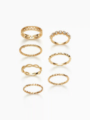 7PCS RHINESTONE & TWIST RING SET