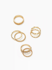 7PCS RHINESTONE & TWIST RING SET