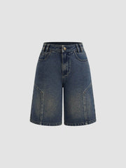 Cider Denim Mid Rise Pocket Bermuda Jorts