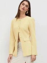 Round Neckline Button Up Split Blazer