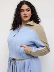 Zip Through Two Tone Jacket Curve & Plus