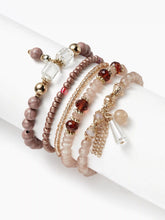 5PCS CRYSTAL & ORB BEADED BRACELET SET