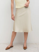 Satin High Rise Ruffle Midi Skirt
