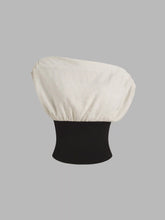 Linen-blend Asymmetrical Neck Two Tone Ruched Top