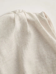 Linen-blend Asymmetrical Neck Two Tone Ruched Top