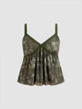 Mesh V-neck Aztec Lace Cami Top Curve & Plus